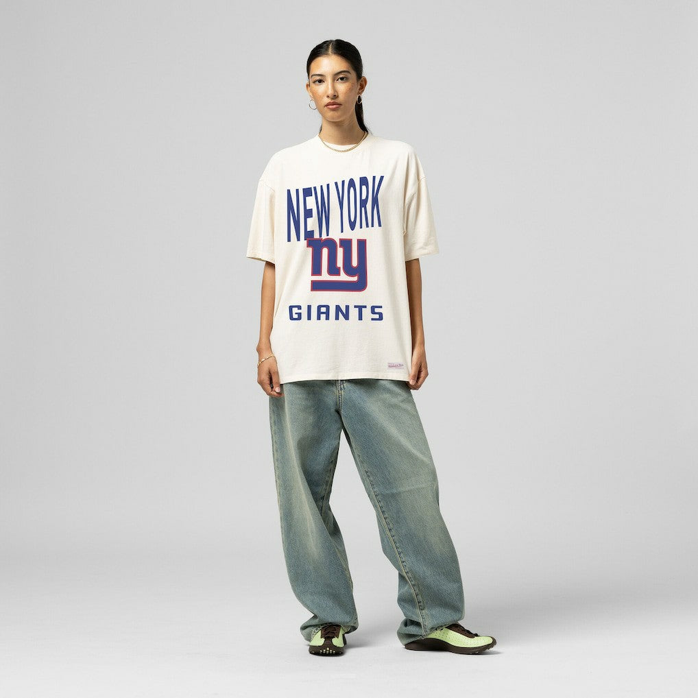 New York Giants Women's Logo Rise Boyfriend T-Shirt Cream