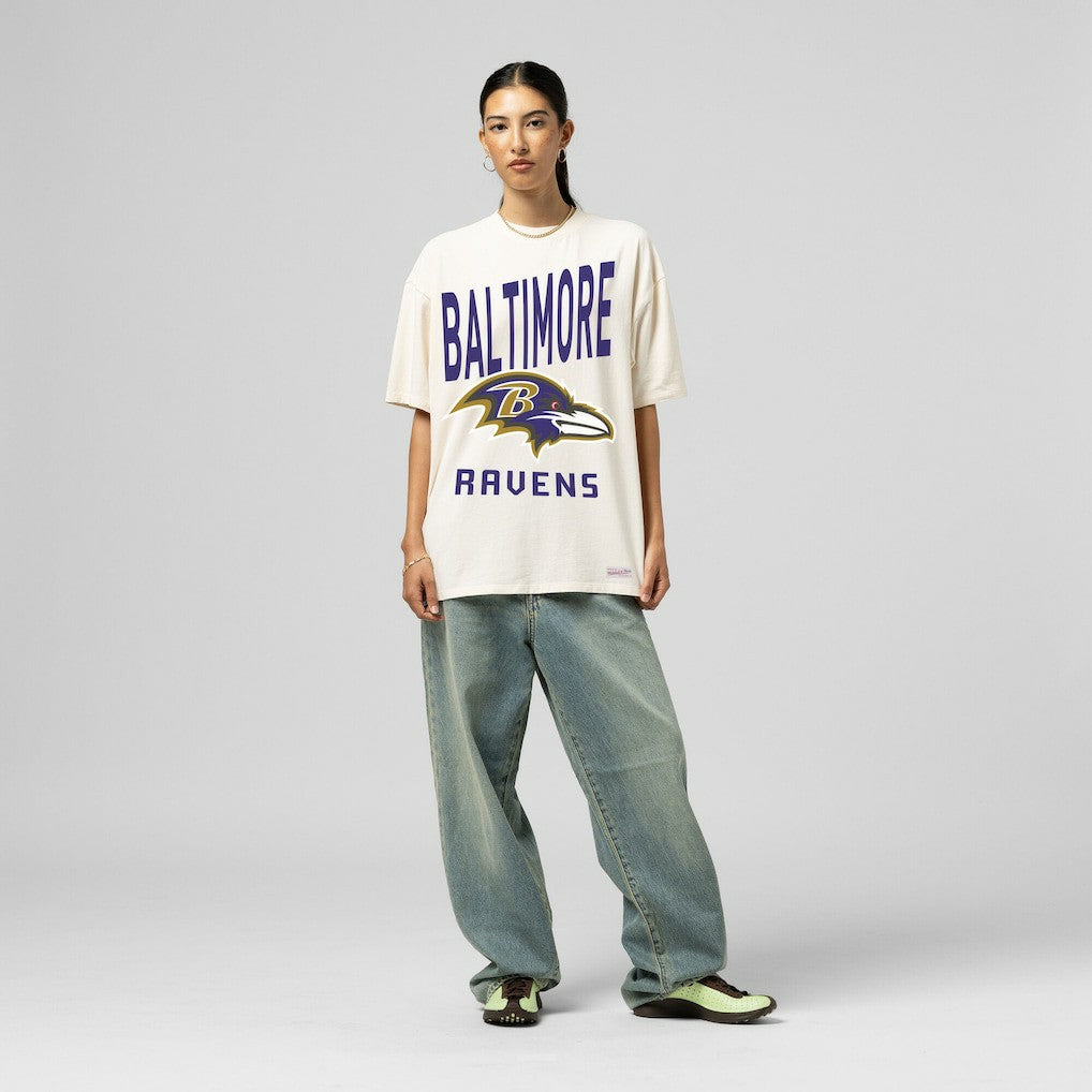 Baltimore Ravens Women's Logo Rise Boyfriend T-Shirt Cream