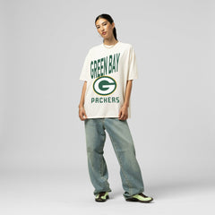 Green Bay Packers Women's Logo Rise Boyfriend T-Shirt Cream