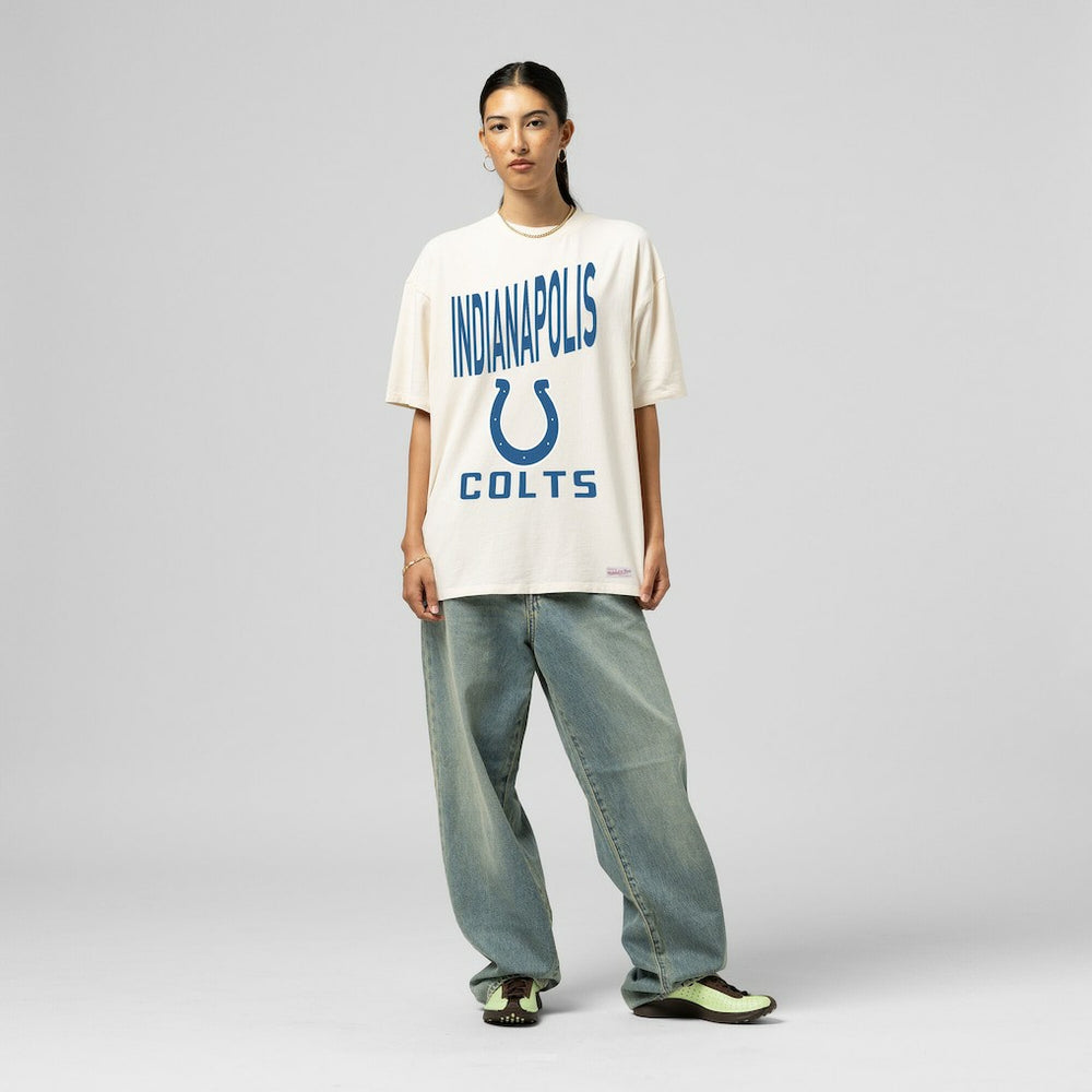 Indianapolis Colts Women's Logo Rise Boyfriend T-Shirt Cream