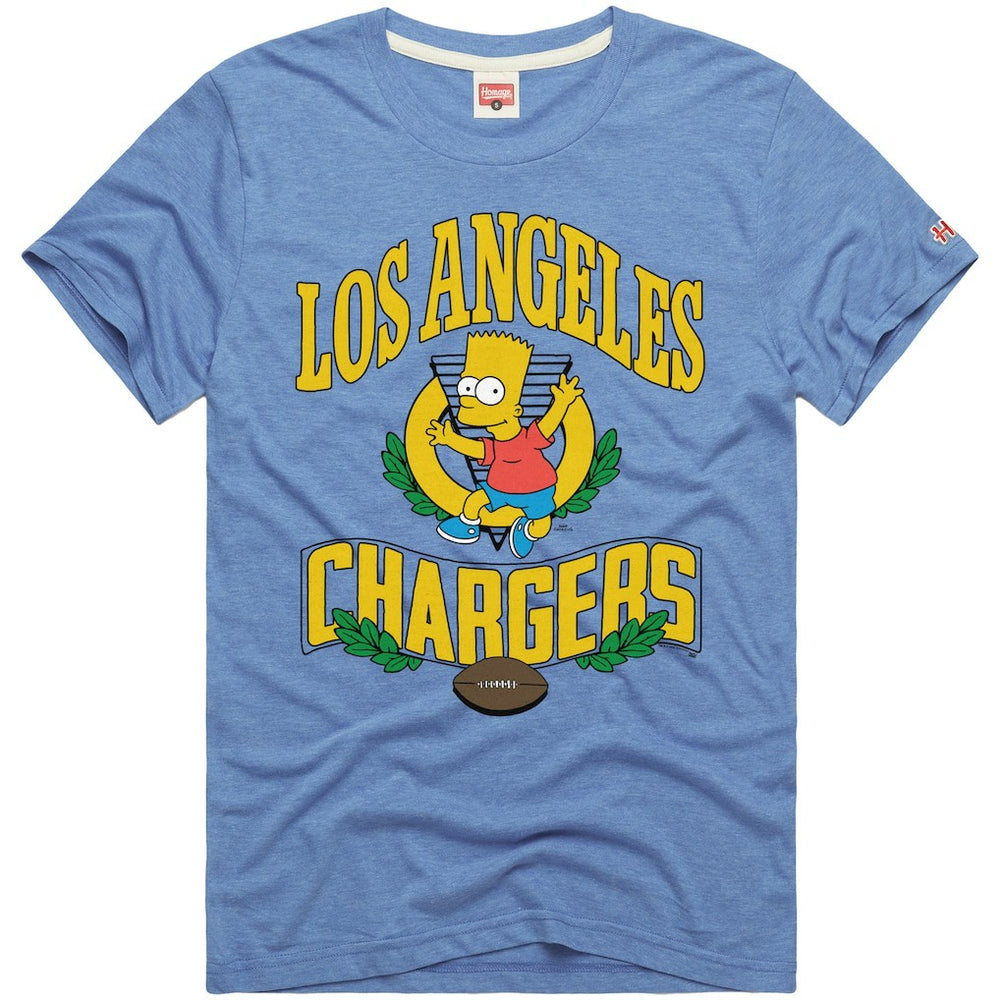 Los Angeles Chargers Homage x The Simpsons Unisex Tri-Blend T-Shirt Powder Blue