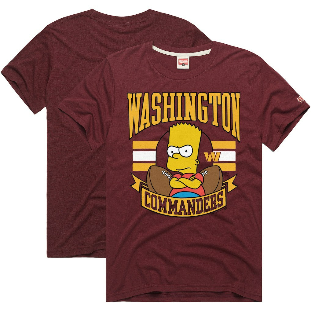 Washington Commanders Homage x The Simpsons Unisex Tri-Blend T-Shirt Burgundy