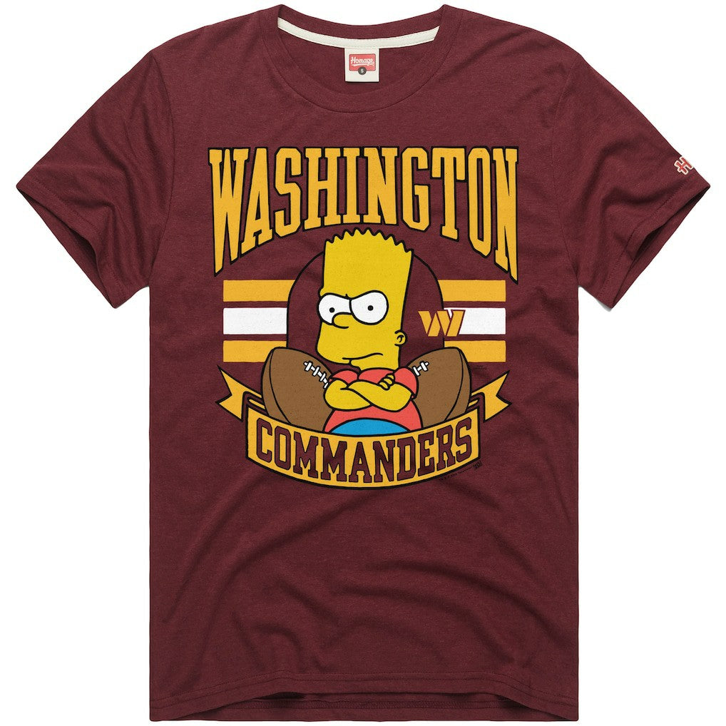 Washington Commanders Homage x The Simpsons Unisex Tri-Blend T-Shirt Burgundy