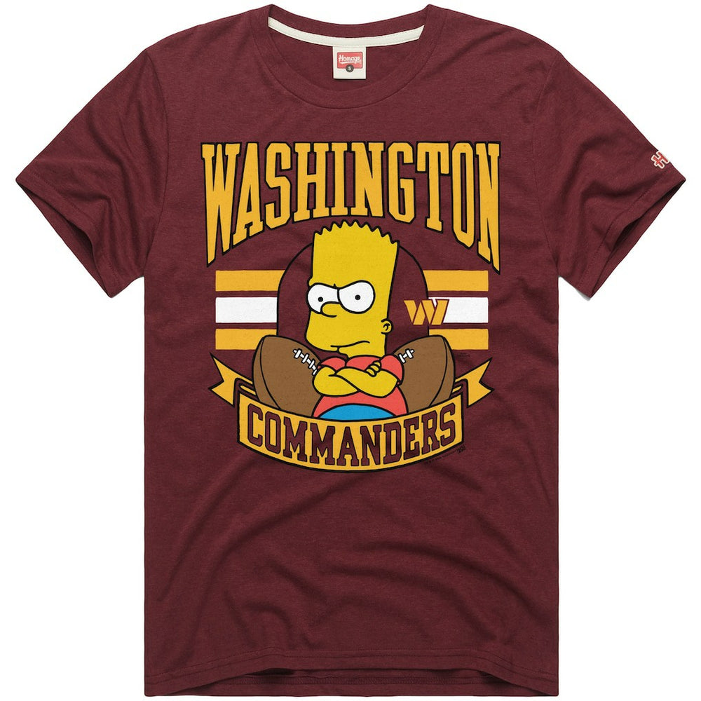Washington Commanders Homage x The Simpsons Unisex Tri-Blend T-Shirt Burgundy