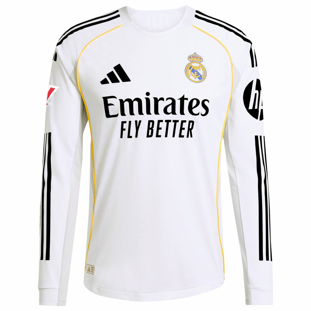 Kylian Mbappé Real Madrid 2025/26 Home Long Sleeve Player Jersey White sale