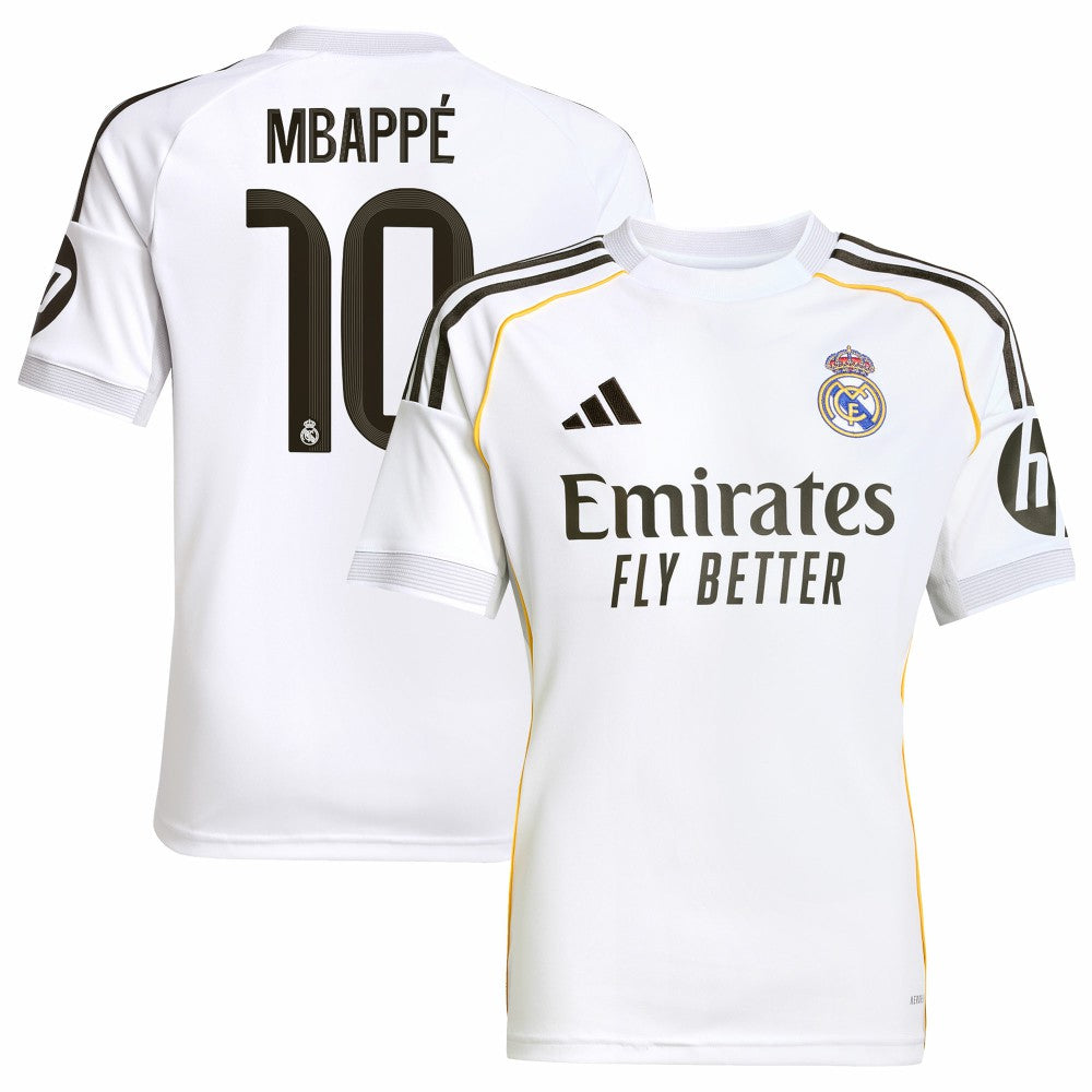 Kylian Mbappé Real Madrid Youth 2025/26 Home Replica Player Jersey White shop