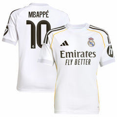Kylian Mbappé Real Madrid Youth 2025/26 Home Replica Player Jersey White shop
