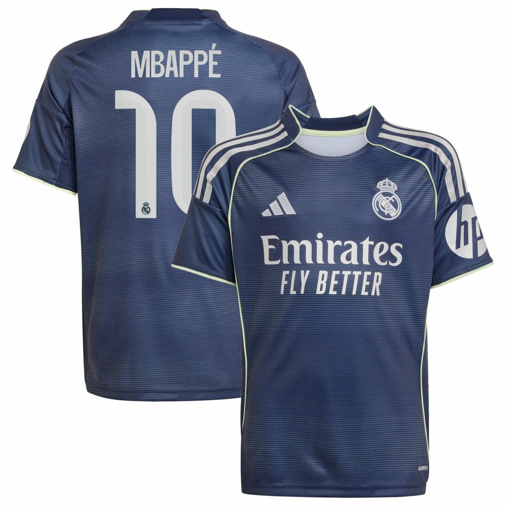 Kylian Mbappé Real Madrid Youth 2025/26 Away Replica Player Jersey Blue shop
