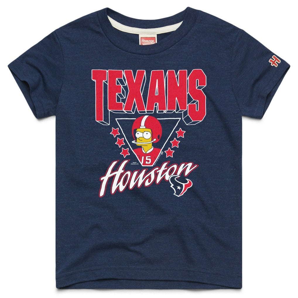 Houston Texans Homage x The Simpsons Youth Tri-Blend T-Shirt Navy