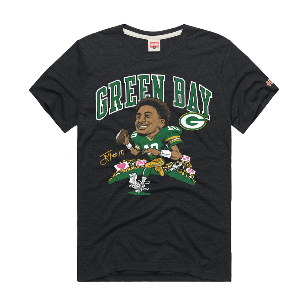 Jordan Love Green Bay Packers Homage Unisex Caricature Player Graphic Tri-Blend T-Shirt Charcoal