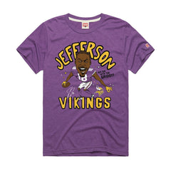Justin Jefferson Minnesota Vikings Homage Unisex Caricature Player Graphic Tri-Blend T-Shirt Purple