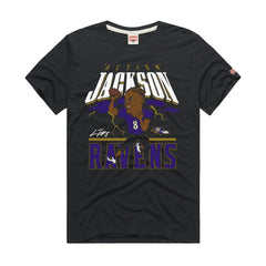 Lamar Jackson Baltimore Ravens Homage Unisex Caricature Player Graphic Tri-Blend T-Shirt Charcoal