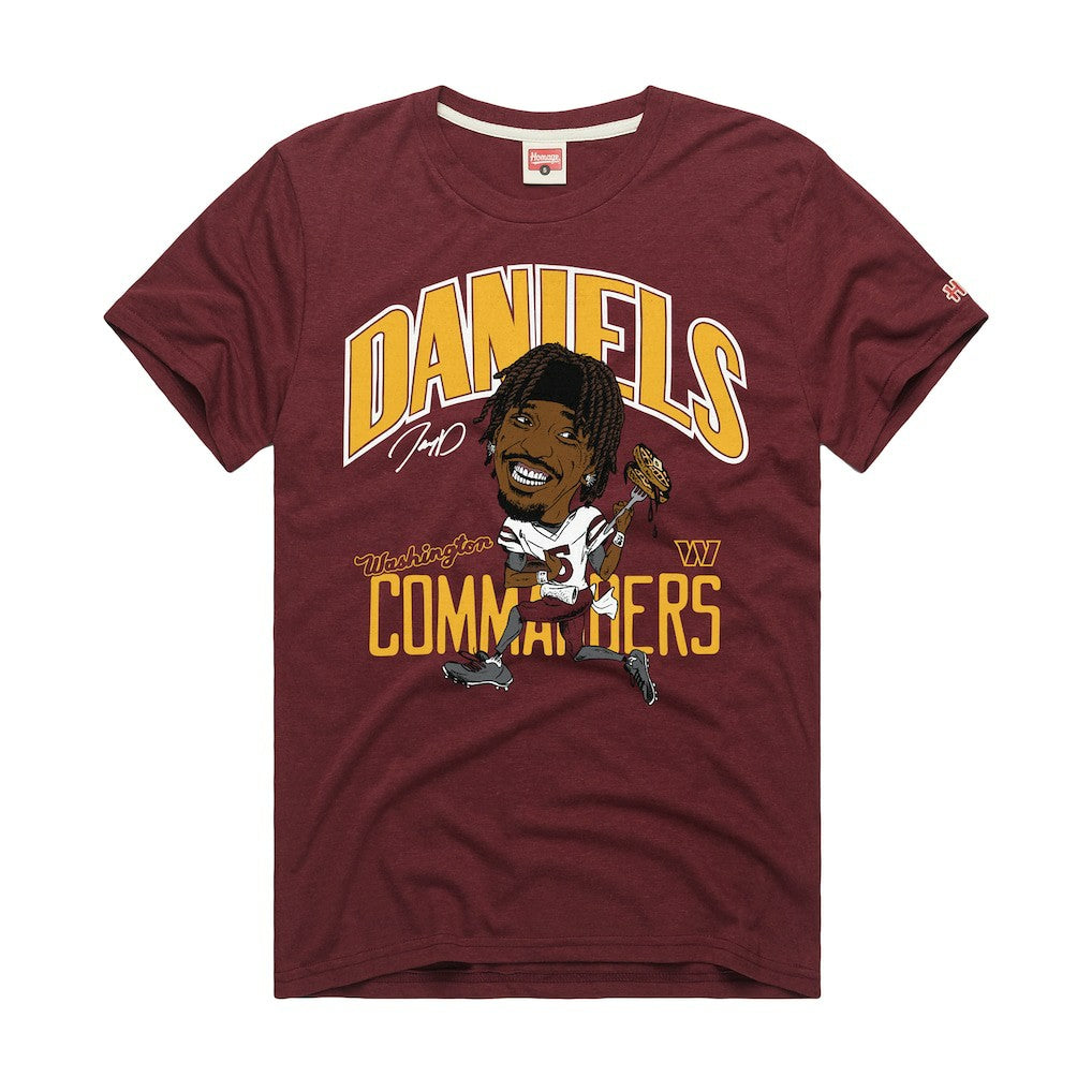 Jayden Daniels Washington Commanders Homage Unisex Caricature Player Graphic Tri-Blend T-Shirt Burgundy