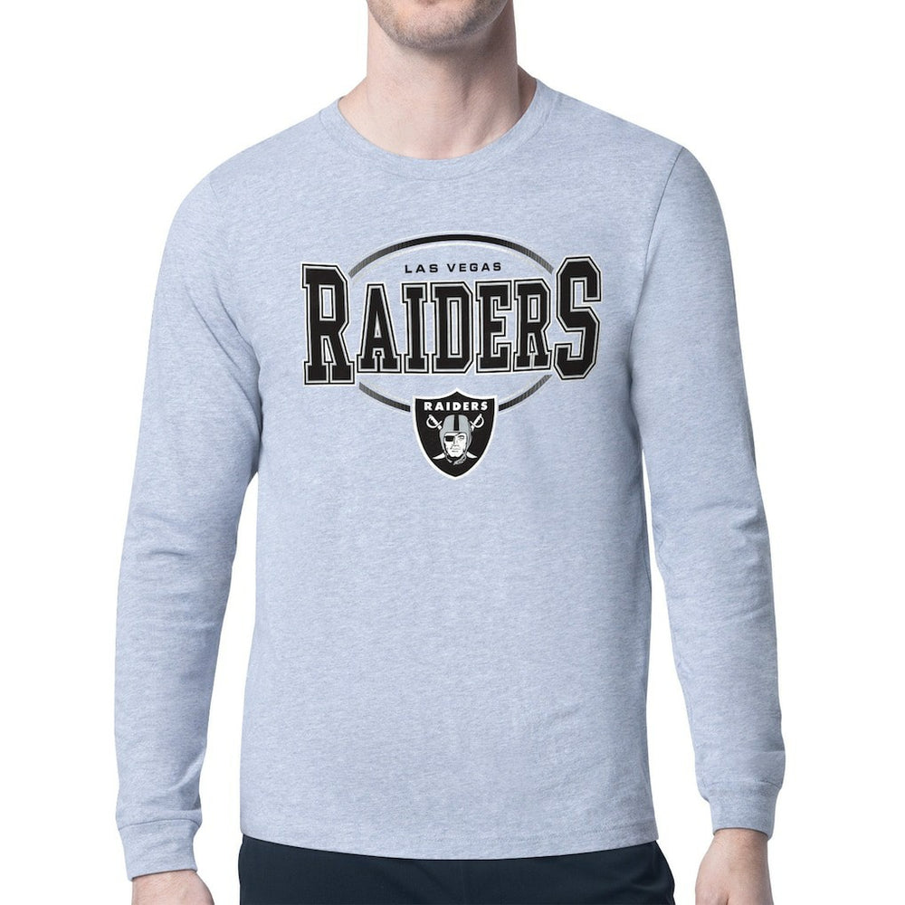Las Vegas Raiders Starter Team Track Graphic Long Sleeve T-Shirt Heather Gray