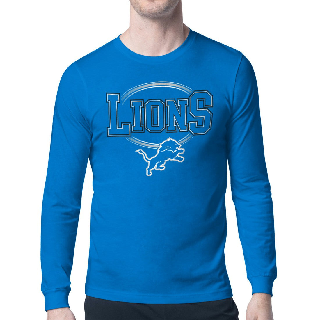 Detroit Lions Starter Team Track Graphic Long Sleeve T-Shirt Blue