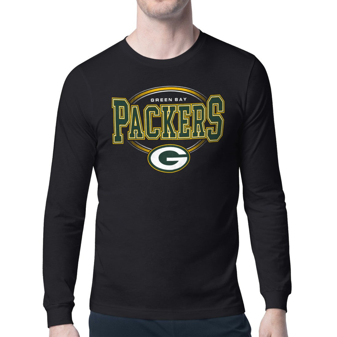 Green Bay Packers Starter Team Track Graphic Long Sleeve T-Shirt Black