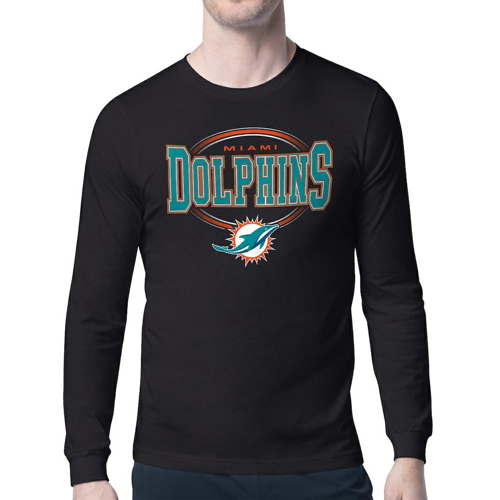 Miami Dolphins Starter Team Track Graphic Long Sleeve T-Shirt Black