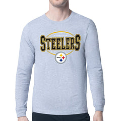 Pittsburgh Steelers Starter Team Track Graphic Long Sleeve T-Shirt Heather Gray