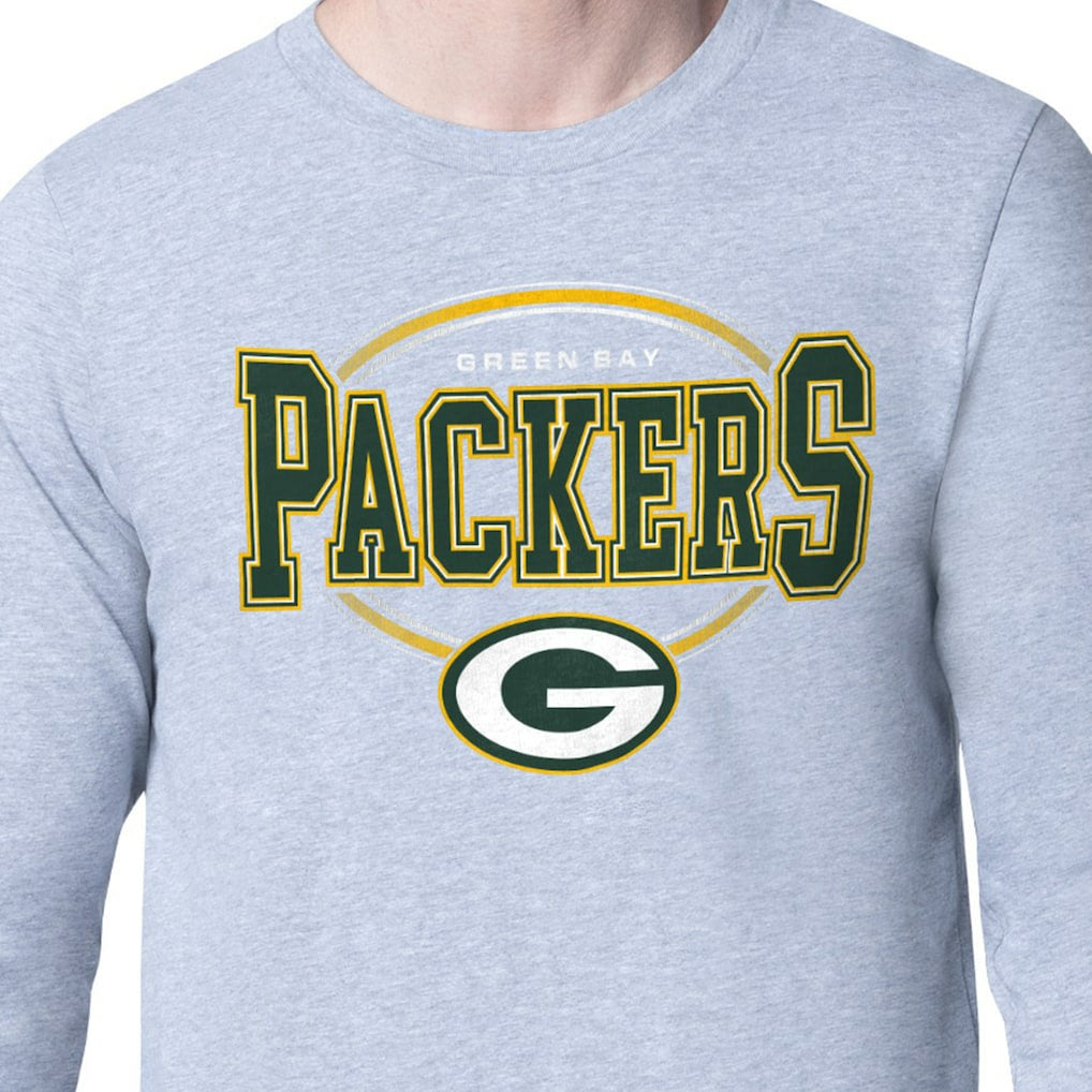 Green Bay Packers Starter Team Track Graphic Long Sleeve T-Shirt Heather Gray