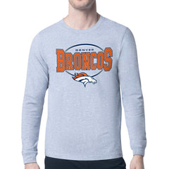 Denver Broncos Starter Team Track Graphic Long Sleeve T-Shirt Heather Gray
