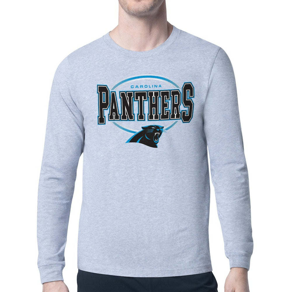 Carolina Panthers Starter Team Track Graphic Long Sleeve T-Shirt Heather Gray