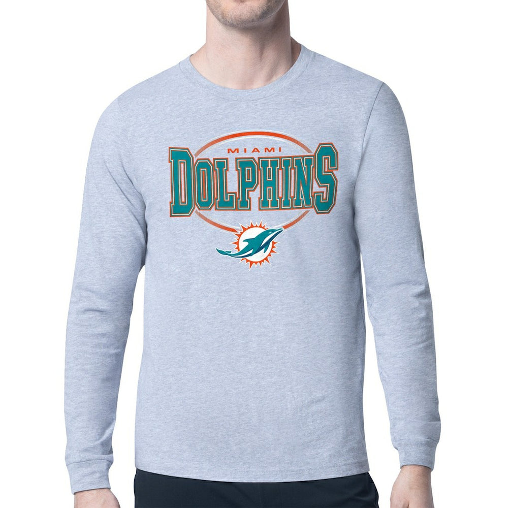 Miami Dolphins Starter Team Track Graphic Long Sleeve T-Shirt Gray