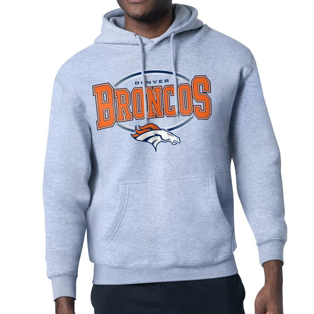 Denver Broncos Starter Team Track Graphic Pullover Hoodie Heather Gray