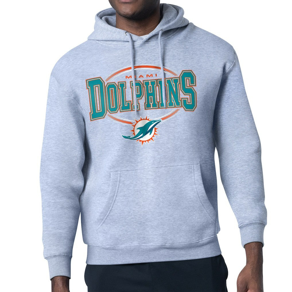 Miami Dolphins Starter Team Track Graphic Pullover Hoodie Heather Gray