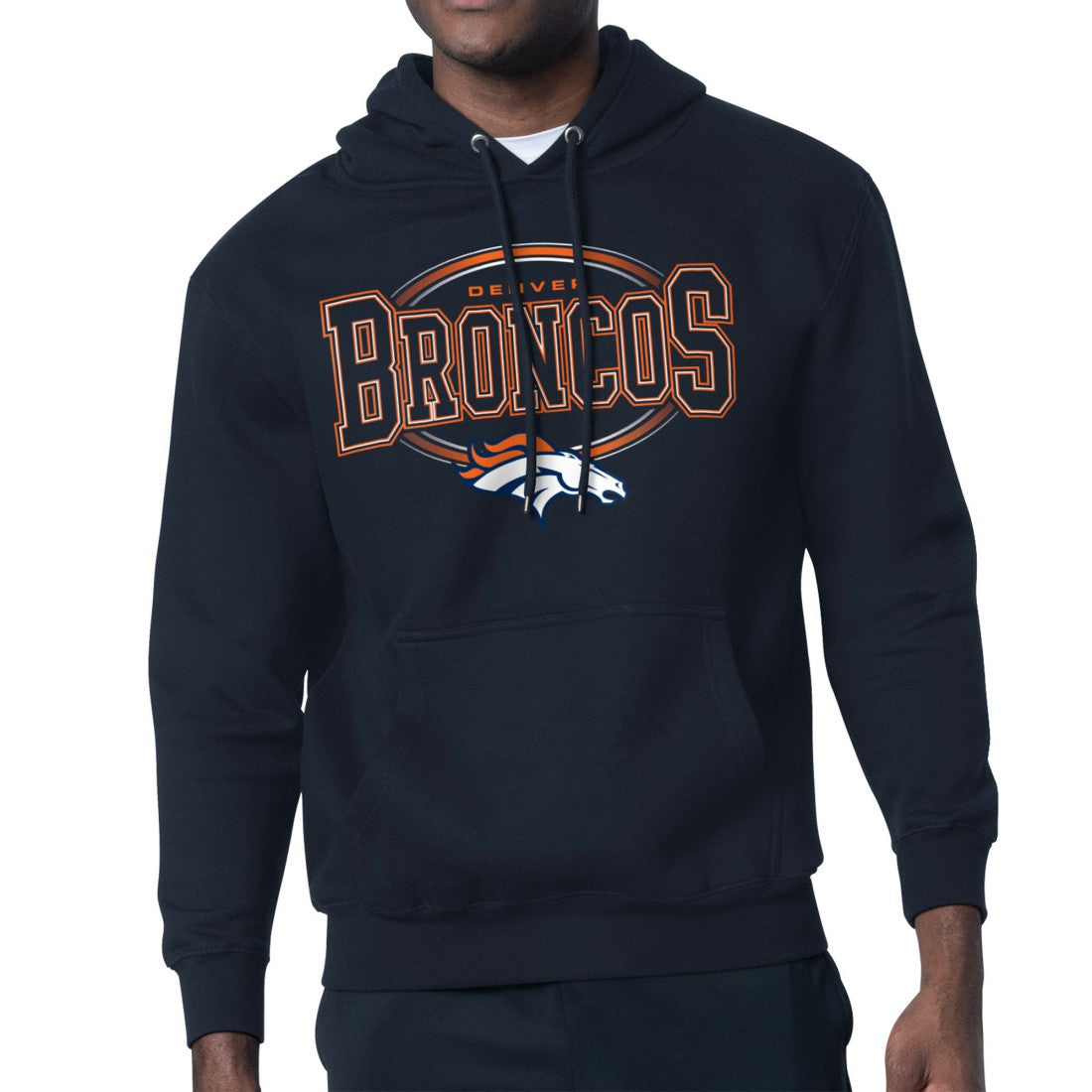 Denver Broncos Starter Team Track Graphic Pullover Hoodie Navy