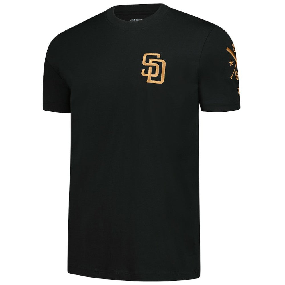 San Diego Padres New Era Bronze Logo with Cross Bats Established T-Shirt - Black T-shirts