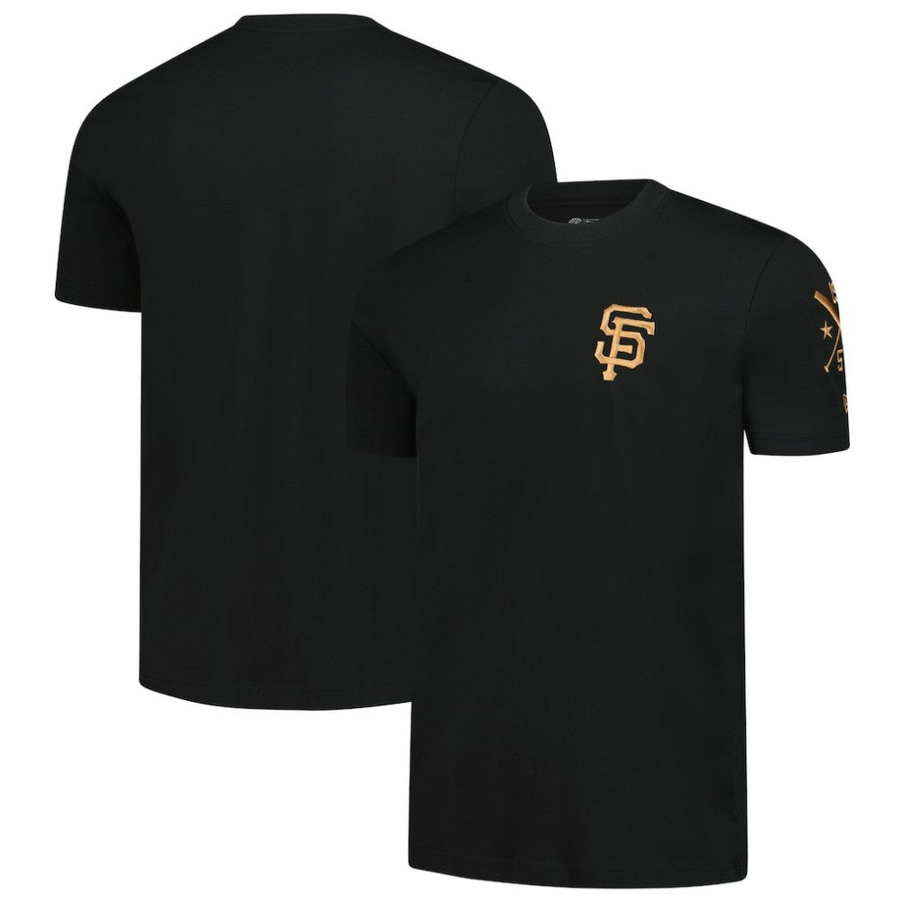 San Francisco Giants New Era Bronze Logo with Cross Bats Established T-Shirt - Black T-shirts