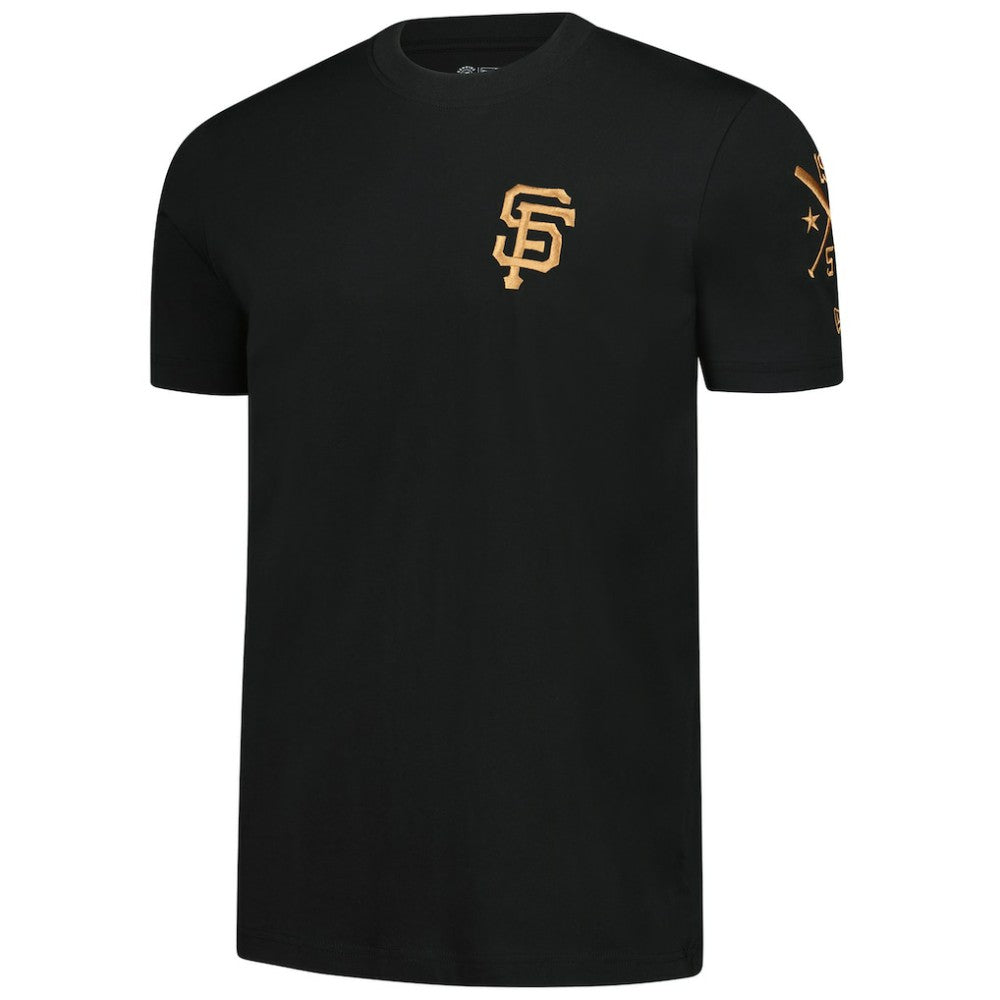 San Francisco Giants New Era Bronze Logo with Cross Bats Established T-Shirt - Black T-shirts