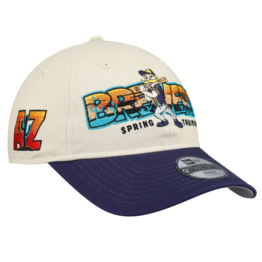 Milwaukee Brewers New Era Youth 2026 Spring Training Fan Pack Batter 9TWENTY Adjustable Hat - Stone/Navy Hats