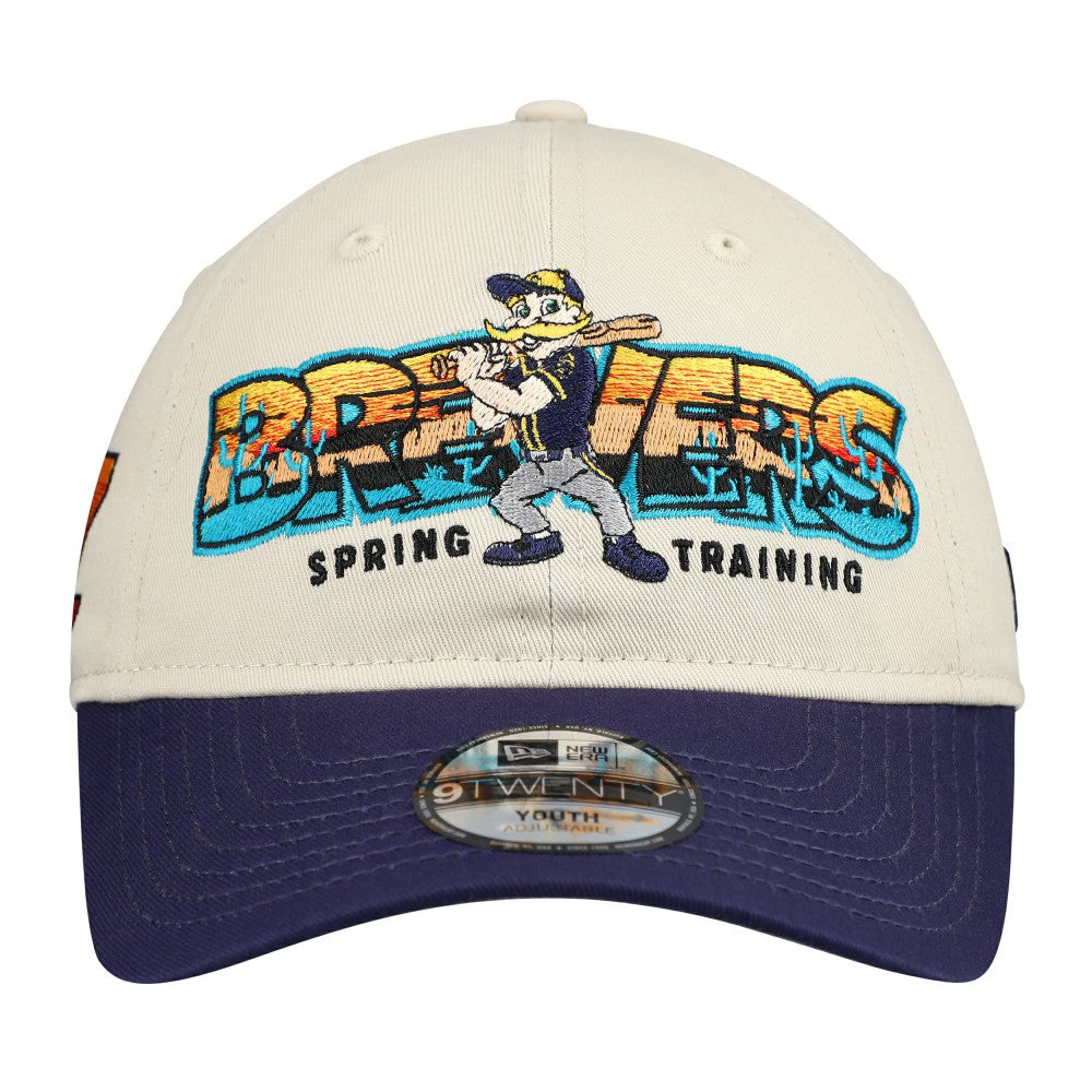 Milwaukee Brewers New Era Youth 2026 Spring Training Fan Pack Batter 9TWENTY Adjustable Hat - Stone/Navy Hats