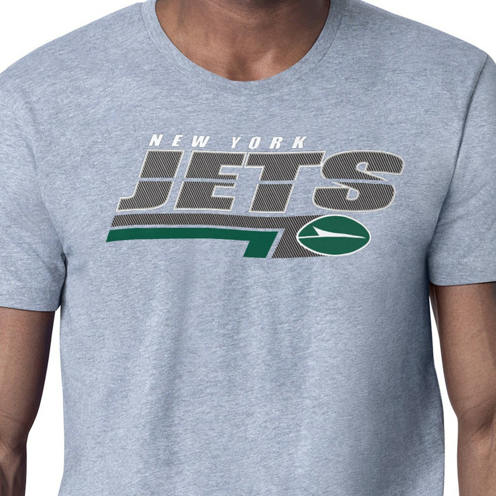 New York Jets Starter Logo Push Graphic T-Shirt Heather Gray