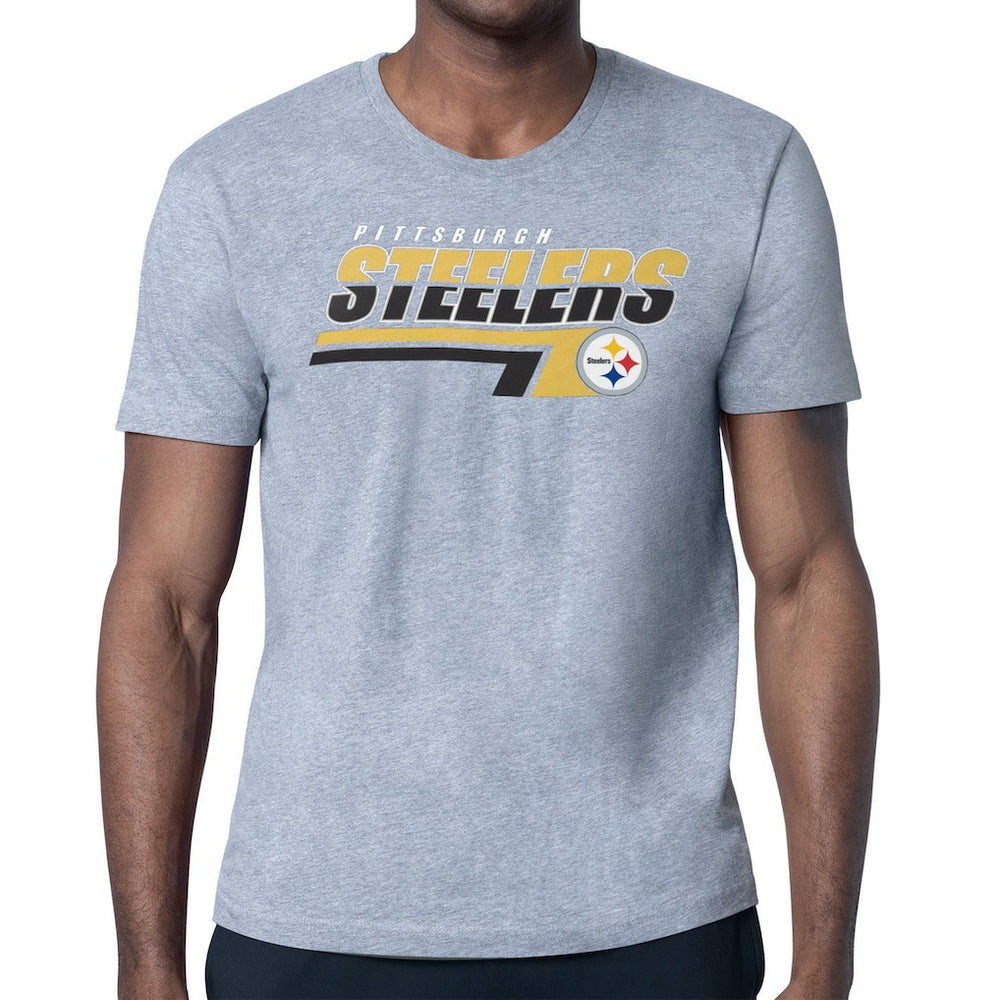 Pittsburgh Steelers Starter Logo Push Graphic T-Shirt Heather Gray