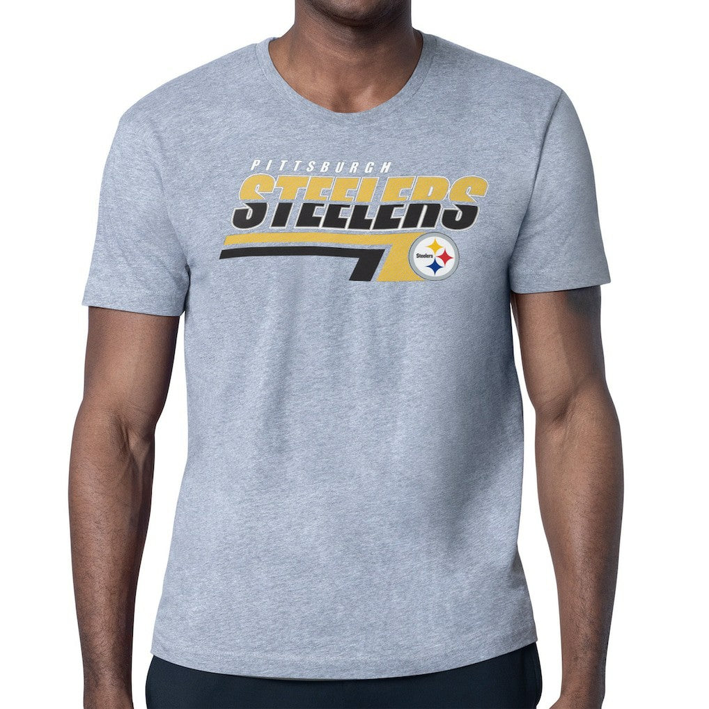 Pittsburgh Steelers Starter Logo Push Graphic T-Shirt Heather Gray