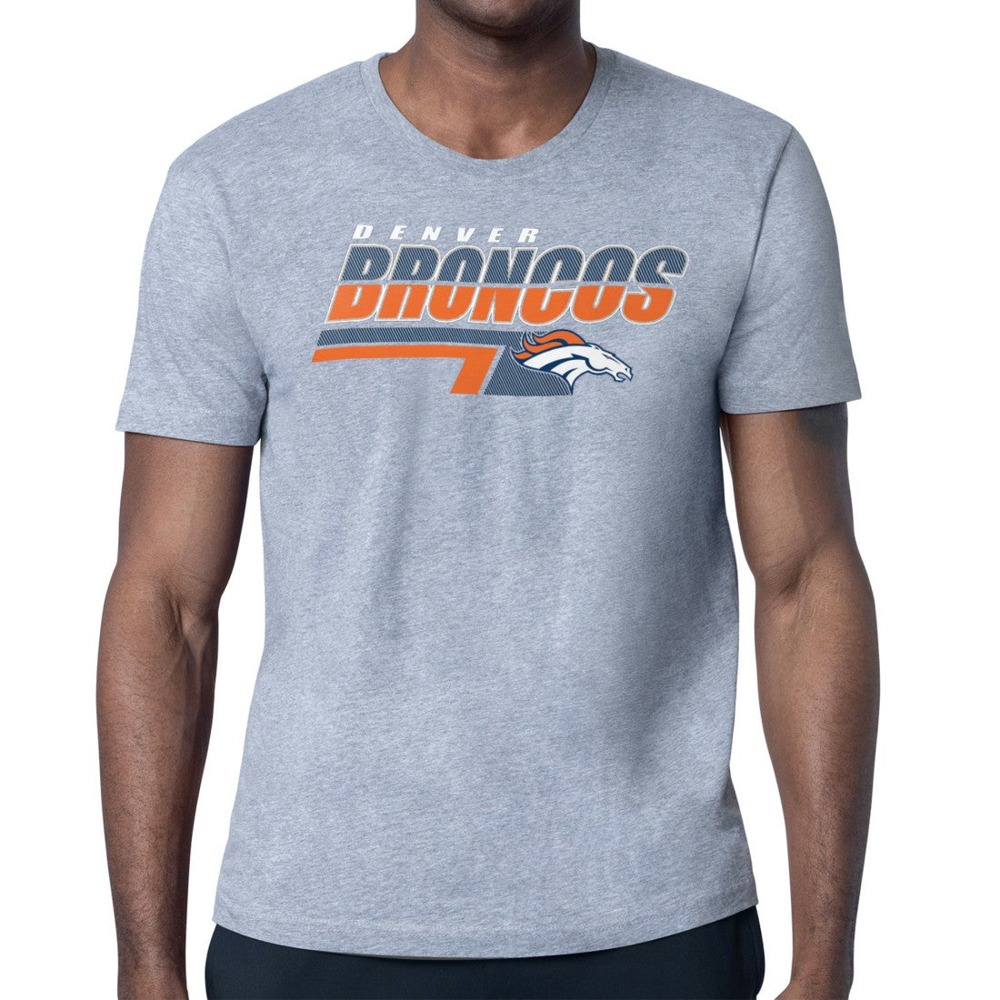 Denver Broncos Starter Logo Push Graphic T-Shirt Heather Gray
