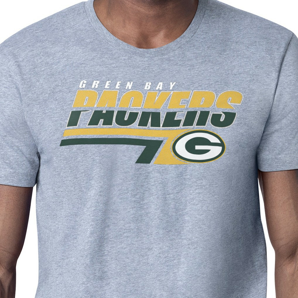 Green Bay Packers Starter Logo Push Graphic T-Shirt Heather Gray