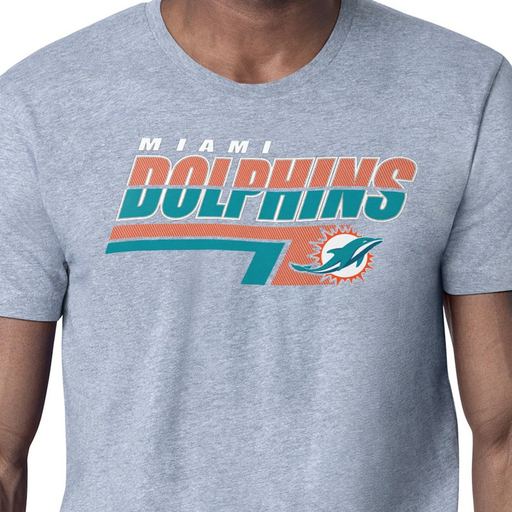 Miami Dolphins Starter Logo Push Graphic T-Shirt Heather Gray