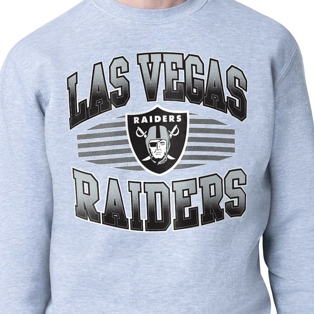 Las Vegas Raiders Starter Team Grit Graphic Fleece Pullover Sweatshirt Heather Gray