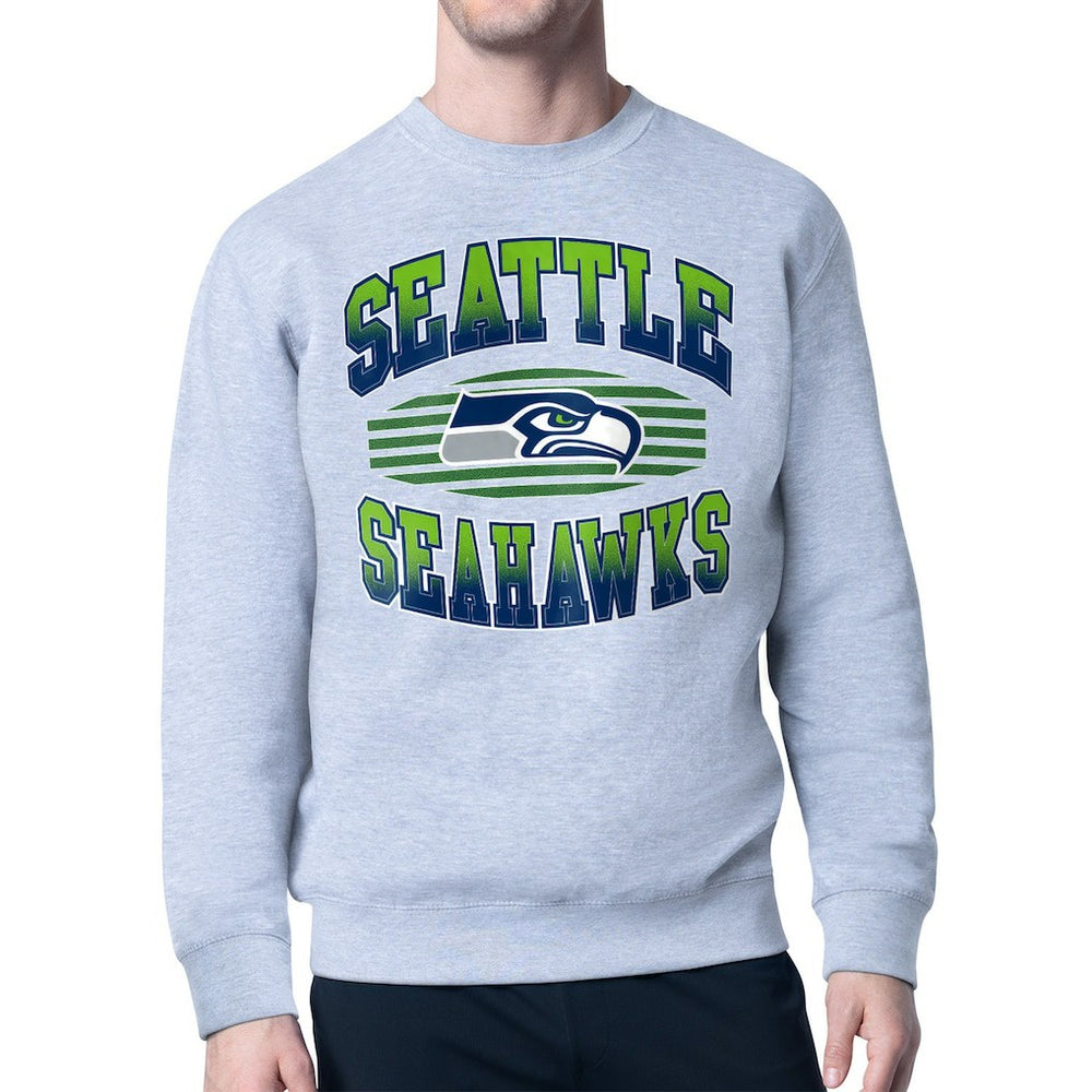 Seattle Seahawks Starter Team Grit Graphic Fleece Pullover Sweatshirt Heather Gray