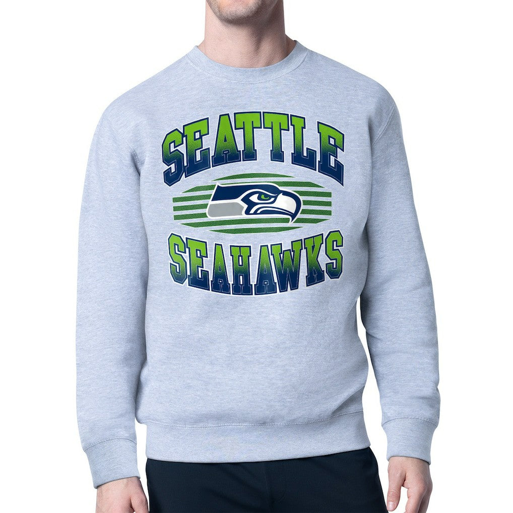 Seattle Seahawks Starter Team Grit Graphic Fleece Pullover Sweatshirt Heather Gray