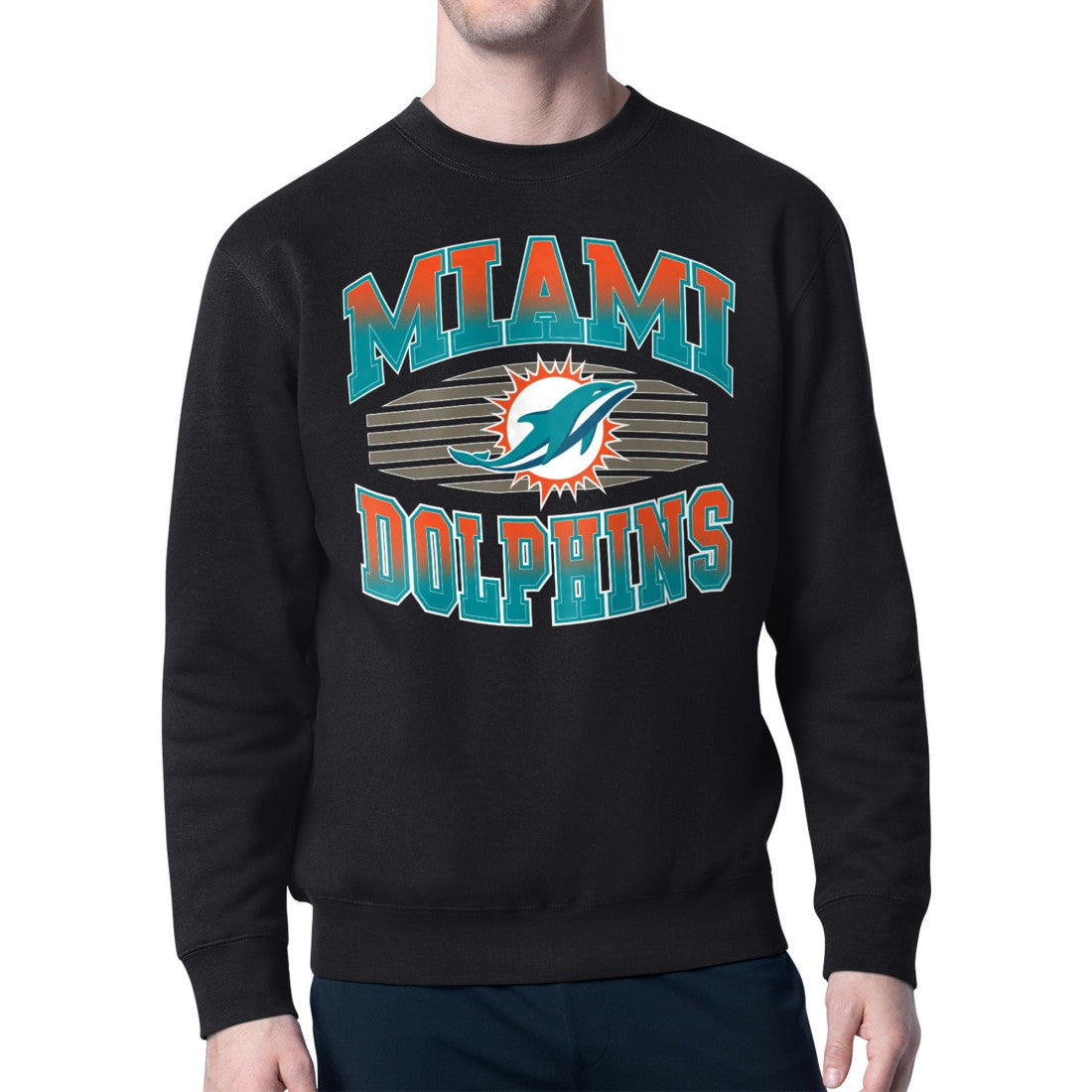 Miami Dolphins Starter Team Grit Graphic Fleece Pullover Sweatshirt Black