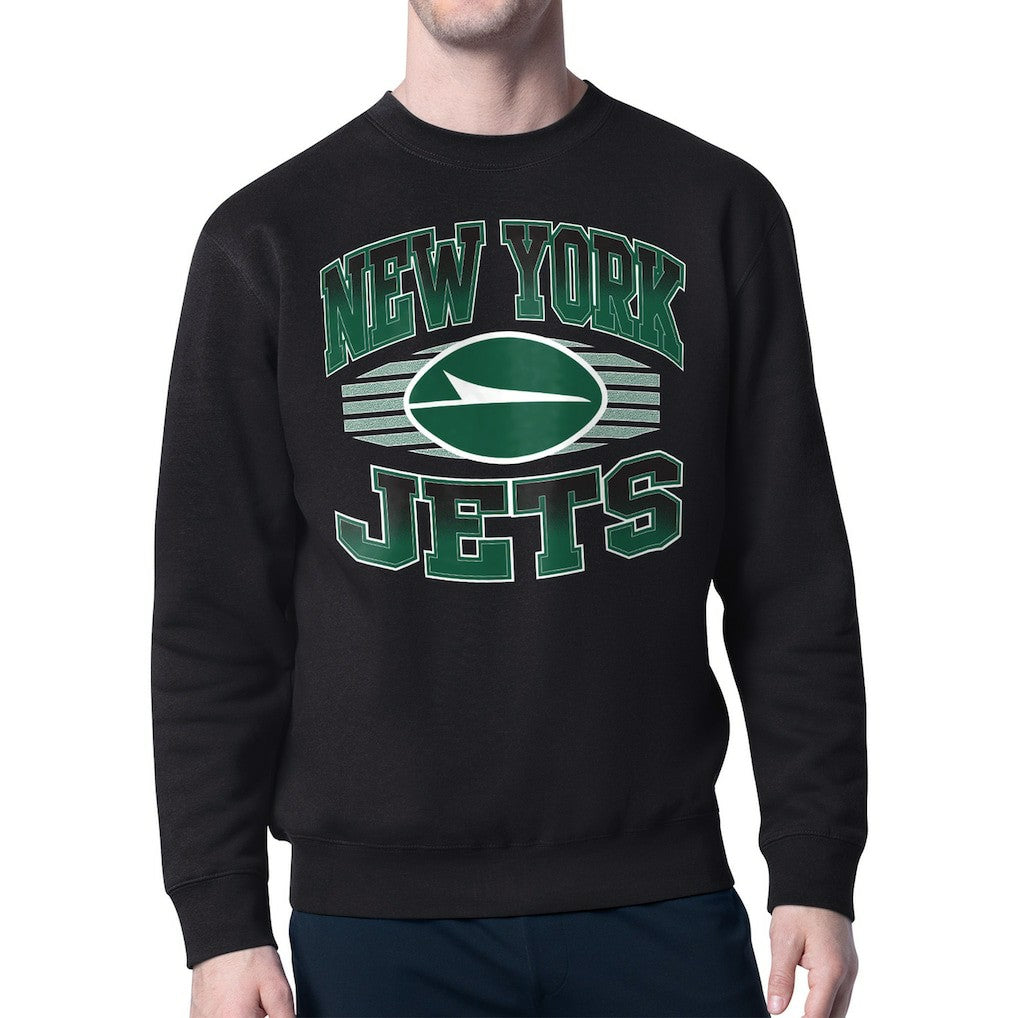 New York Jets Starter Team Grit Graphic Fleece Pullover Sweatshirt Black