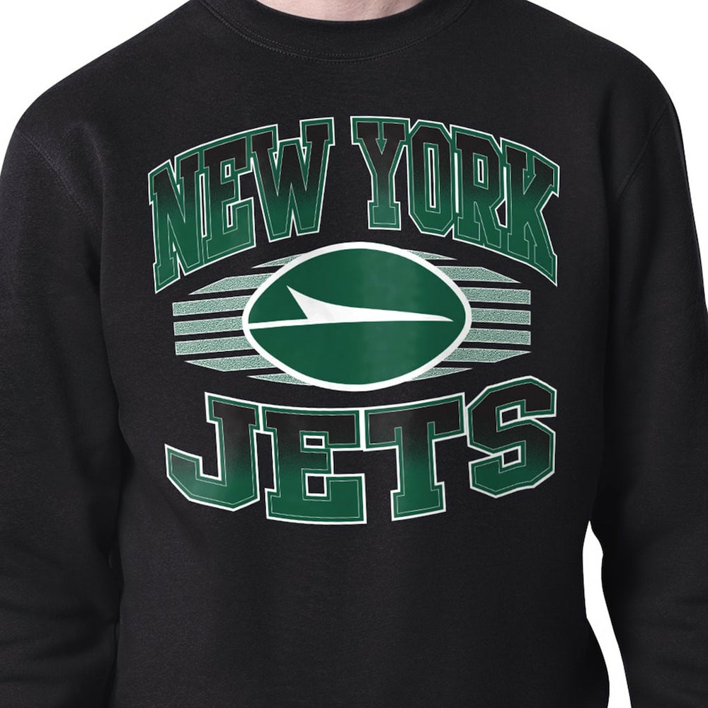 New York Jets Starter Team Grit Graphic Fleece Pullover Sweatshirt Black