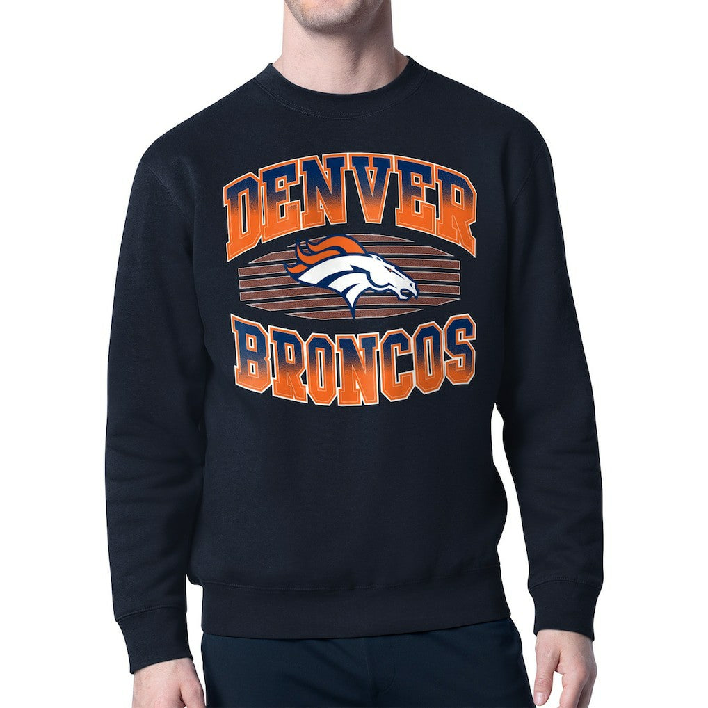 Denver Broncos Starter Team Grit Graphic Fleece Pullover Sweatshirt Navy