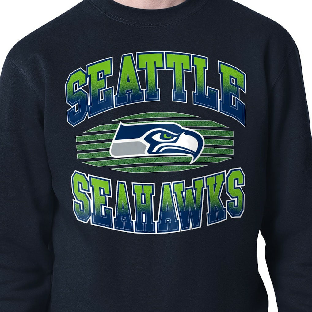 Seattle Seahawks Starter Team Grit Graphic Fleece Pullover Sweatshirt College Navy
