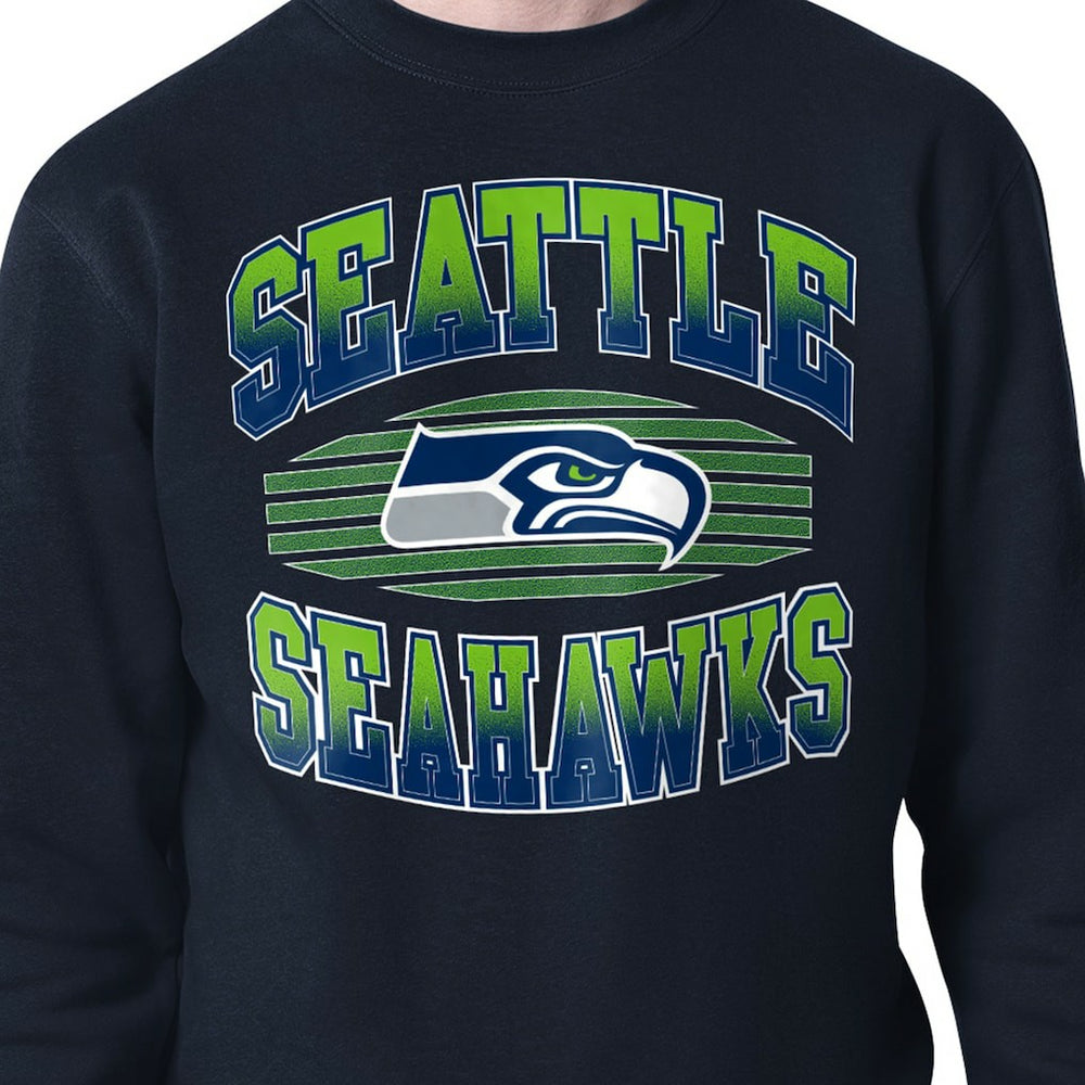 Seattle Seahawks Starter Team Grit Graphic Fleece Pullover Sweatshirt College Navy