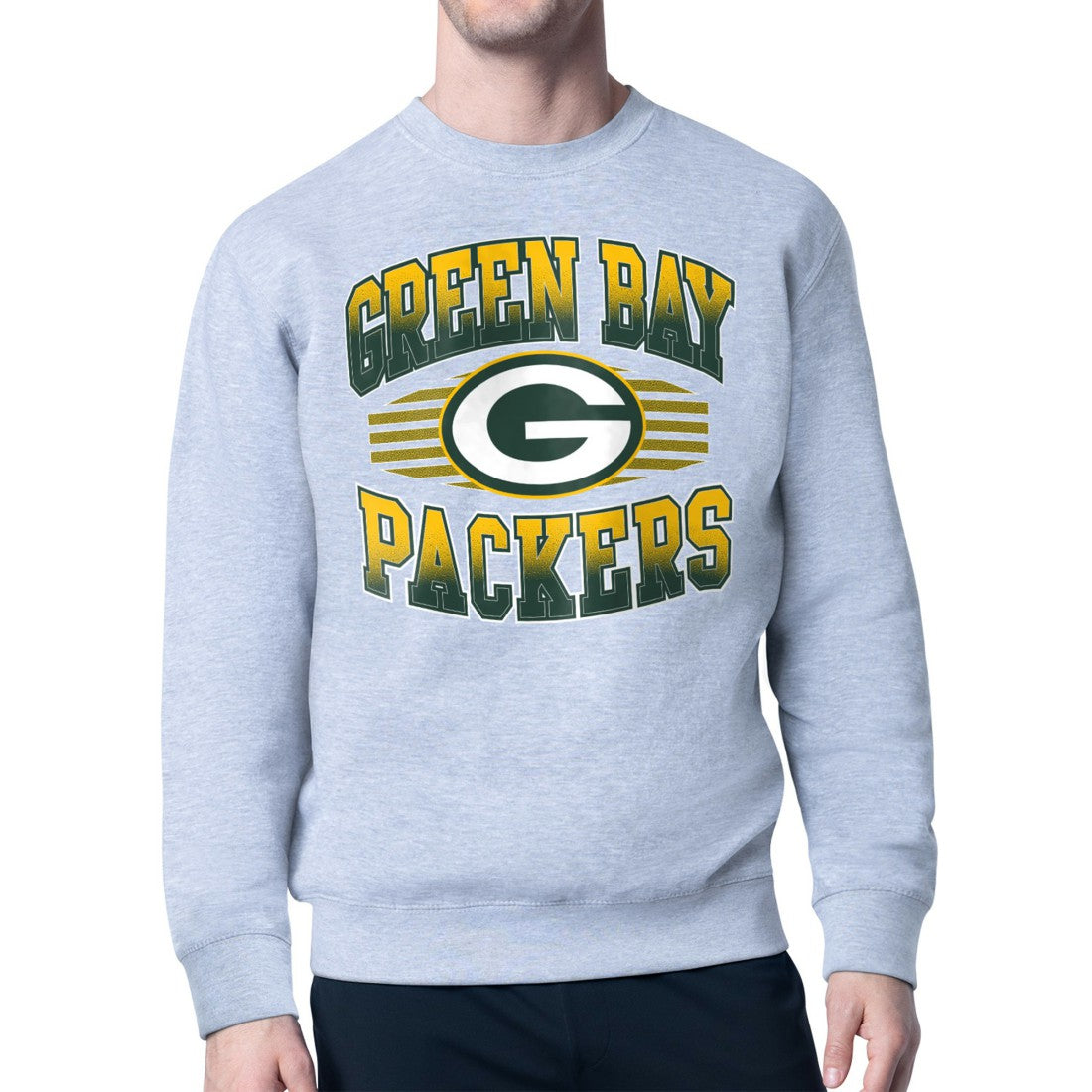 Green Bay Packers Starter Team Grit Graphic Fleece Pullover Sweatshirt Heather Gray